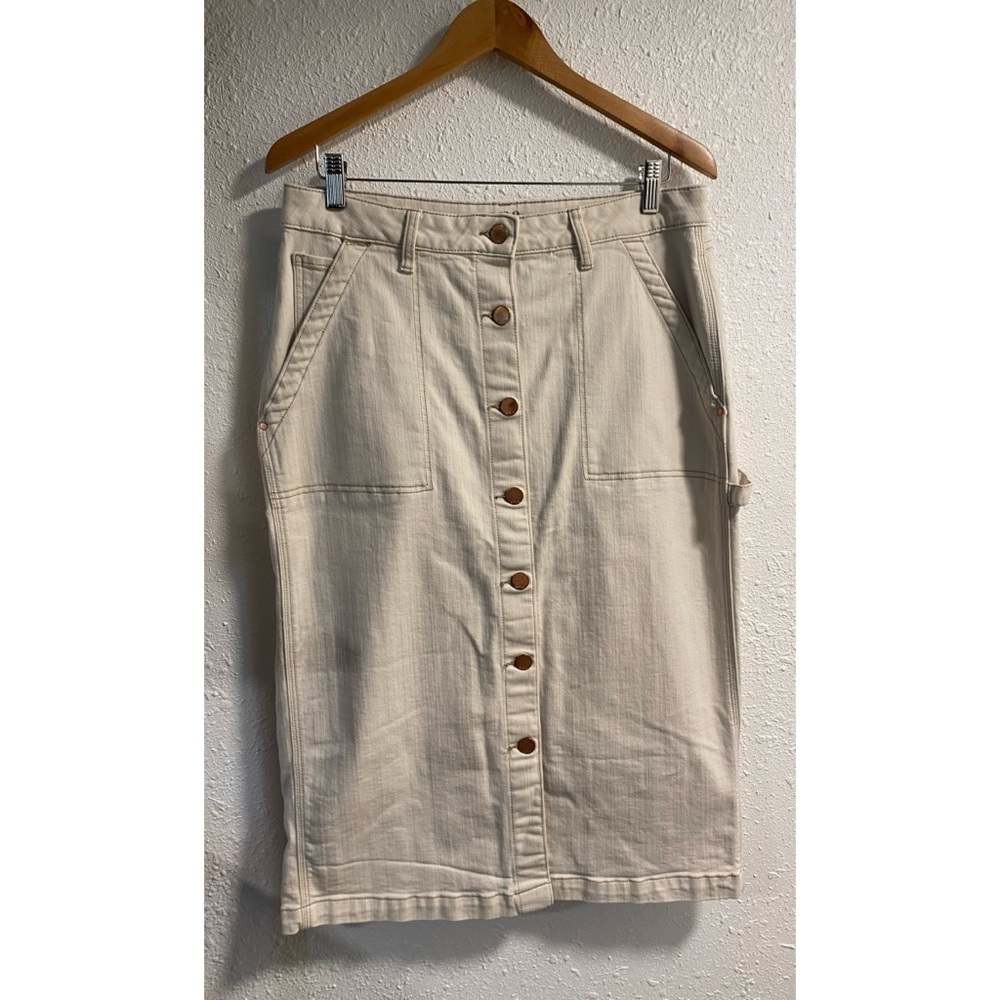 Elegant Cream denim Button-Down Skirt